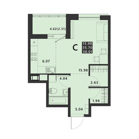 Квартира 38 м², студия - изображение 1
