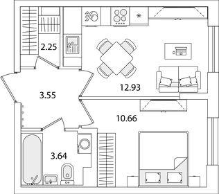 Квартира 33 м², 1-комнатная - изображение 1