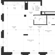 Квартира 101,9 м², 2-комнатная - изображение 2