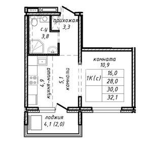 Квартира 28,1 м², 1-комнатная - изображение 1