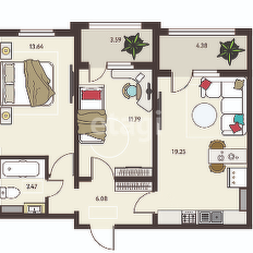 Квартира 67,9 м², 2-комнатная - изображение 2
