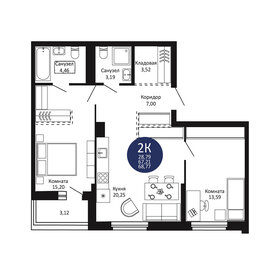 Квартира 68,8 м², 2-комнатная - изображение 1