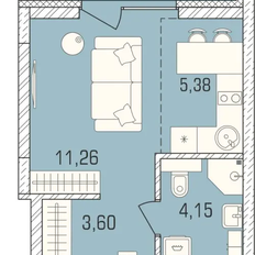 Квартира 27,3 м², 1-комнатная - изображение 2