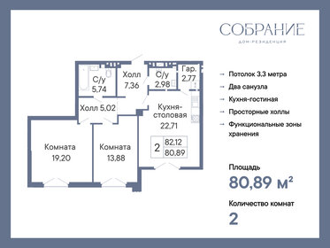 Квартира 80,9 м², 2-комнатная - изображение 1