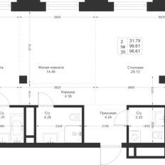 Квартира 96,6 м², 2-комнатная - изображение 2