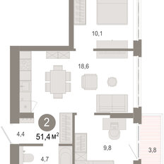 Квартира 51,4 м², 3-комнатная - изображение 2