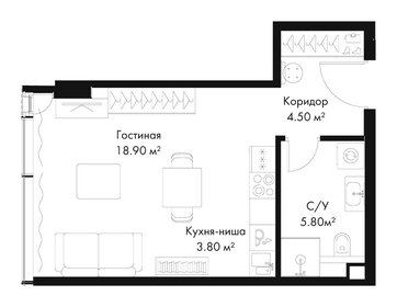 Квартира 33 м², студия - изображение 2