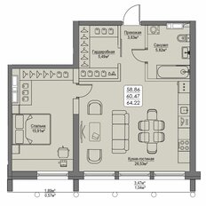 Квартира 60,5 м², 2-комнатная - изображение 3