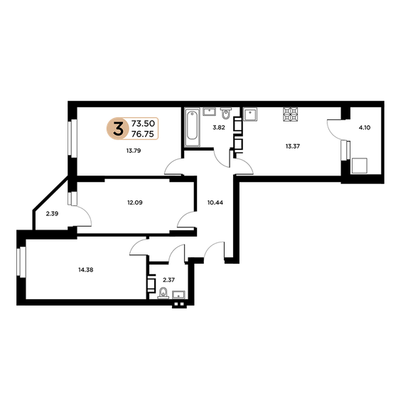 74,8 м², 3-комнатная квартира 9 126 820 ₽ - изображение 59