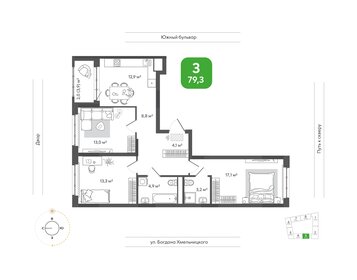 Квартира 79,3 м², 3-комнатная - изображение 1