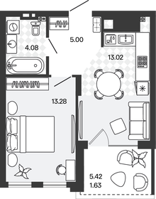 Квартира 37 м², 1-комнатная - изображение 1