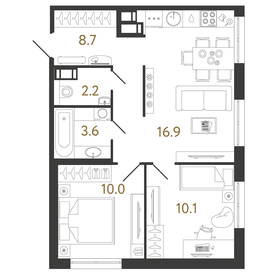 Квартира 51,5 м², 2-комнатная - изображение 1