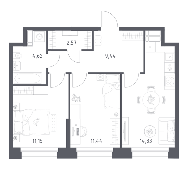 49,5 м², 2-комнатная квартира 15 200 000 ₽ - изображение 95