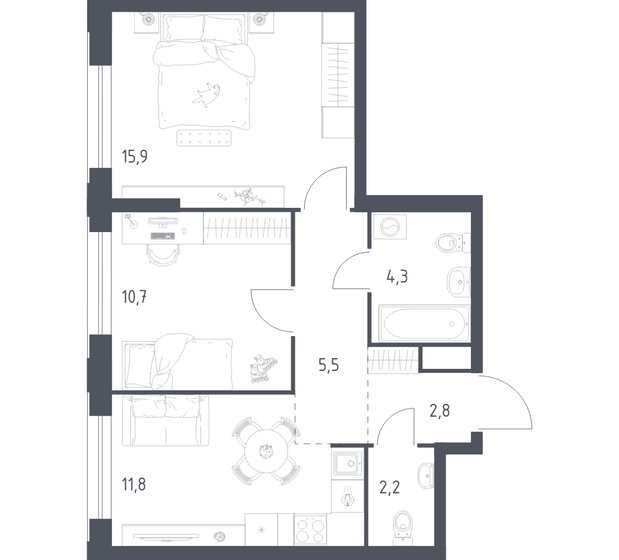 63,9 м², 3-комнатная квартира 7 950 000 ₽ - изображение 80