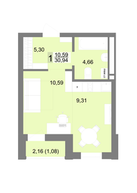 Квартира 30,9 м², студия - изображение 1