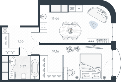 Квартира 52,8 м², 1-комнатная - изображение 1