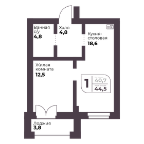 Квартира 40,7 м², 1-комнатная - изображение 3