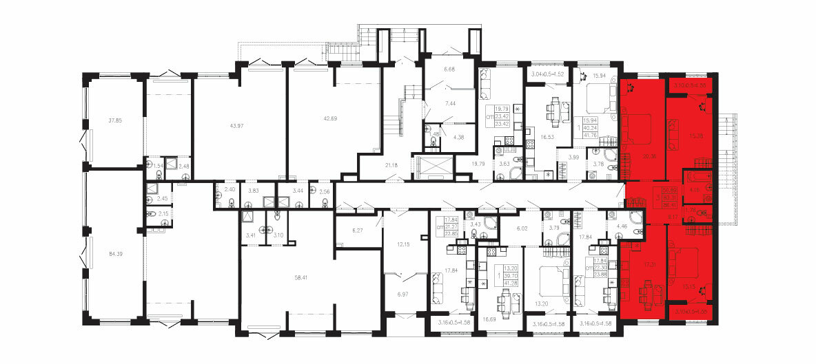 65 м², 3-комнатная квартира 5 500 000 ₽ - изображение 62