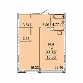 Квартира 56,4 м², 1-комнатная - изображение 1