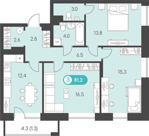 Квартира 81,2 м², 3-комнатная - изображение 1