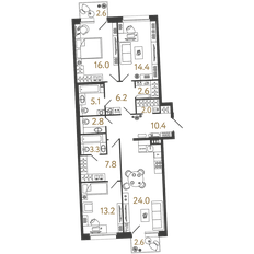 Квартира 107,8 м², 3-комнатная - изображение 2
