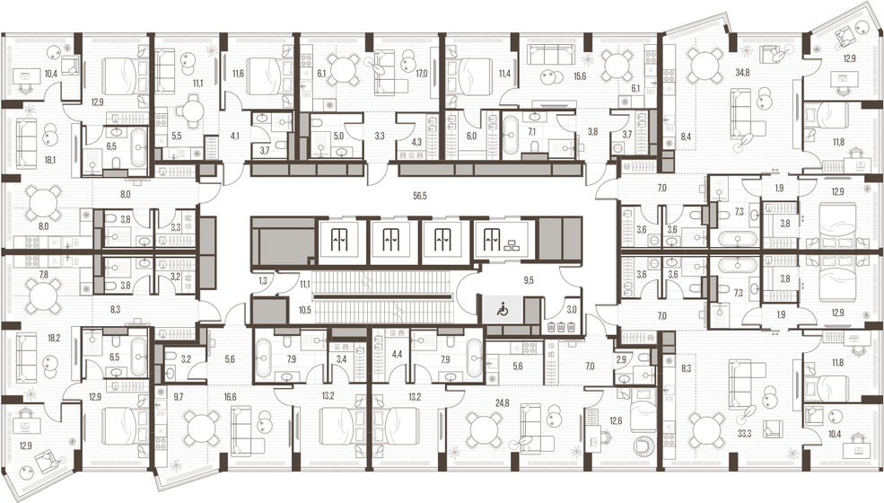 57,6 м², 1-комнатные апартаменты 136 216 080 ₽ - изображение 33