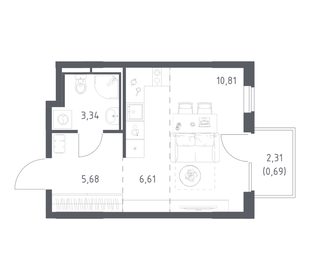 Квартира 27,1 м², студия - изображение 1