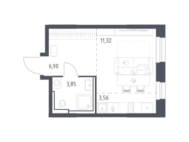 Квартира 25,6 м², студия - изображение 1
