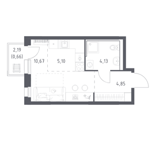 Квартира 25,4 м², студия - изображение 1