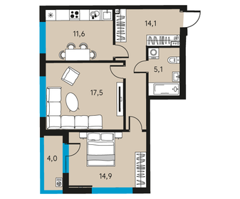 Квартира 65,2 м², 2-комнатная - изображение 1