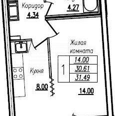 Квартира 30,2 м², 1-комнатная - изображение 1