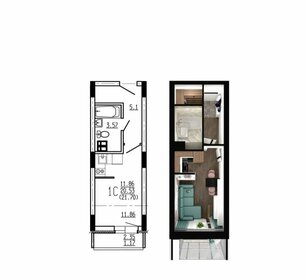 Квартира 22 м², студия - изображение 1