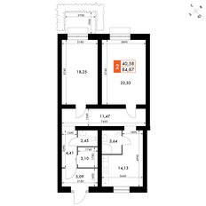 Квартира 84,9 м², 2-комнатная - изображение 2