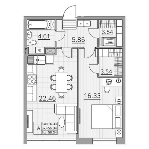 54,6 м², 1-комнатная квартира 9 970 000 ₽ - изображение 32