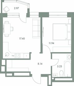 Квартира 45,7 м², 1-комнатная - изображение 1