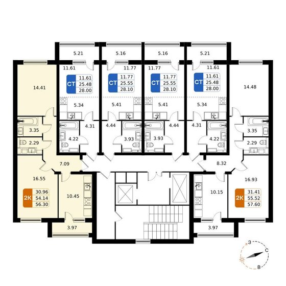 57,6 м², 2-комнатная квартира 9 112 320 ₽ - изображение 20