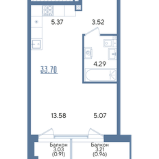 Квартира 33,7 м², студия - изображение 3