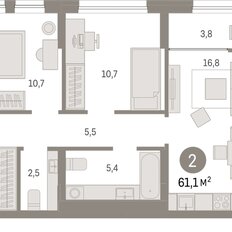 Квартира 61,1 м², 2-комнатная - изображение 3