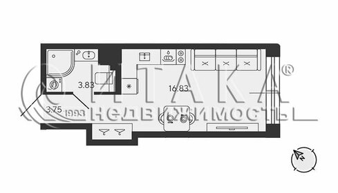 Квартира 24,4 м², студия - изображение 1