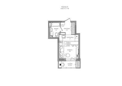 Квартира 24,6 м², студия - изображение 1