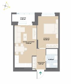 Квартира 44,2 м², 1-комнатная - изображение 1