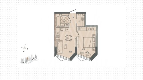 Квартира 39 м², 2-комнатная - изображение 1