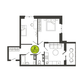 Квартира 64,2 м², 2-комнатная - изображение 1