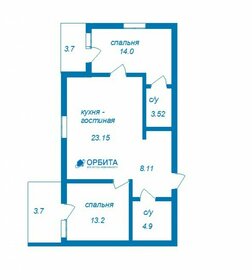 Квартира 59,5 м², 2-комнатная - изображение 1