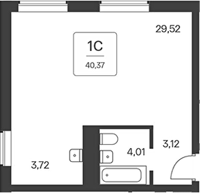 Квартира 40,4 м², студия - изображение 1