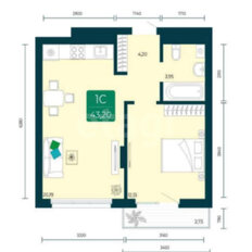 Квартира 40,4 м², 1-комнатная - изображение 2