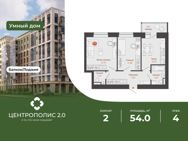 Квартира 54 м², 2-комнатная - изображение 1