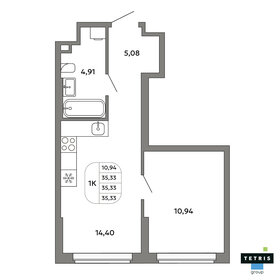 Квартира 35,3 м², 1-комнатная - изображение 1