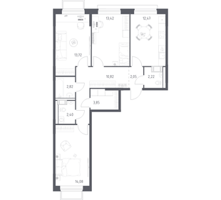 Квартира 77,9 м², 3-комнатная - изображение 1