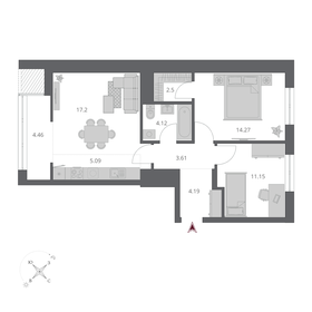 Квартира 66,6 м², 3-комнатная - изображение 1